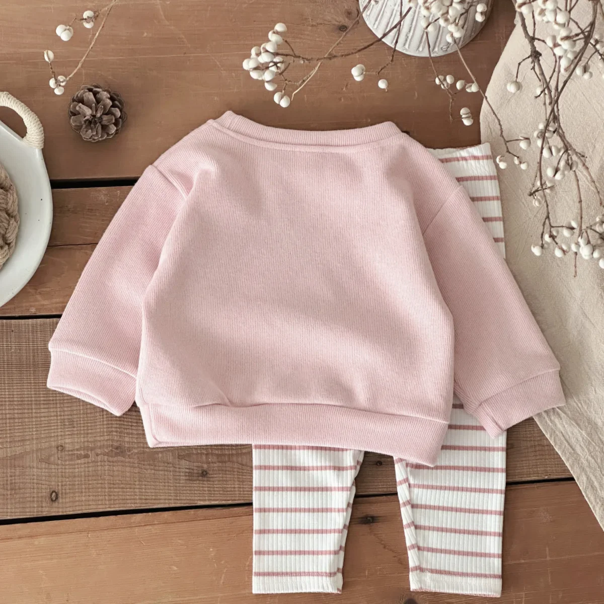 Spring/autumn Babys Girls Boy Clothes Infant Outfit Sets Long Sleeve 2Pcs Ice Cream Embroidery Baby Clothes Spring Top Pants