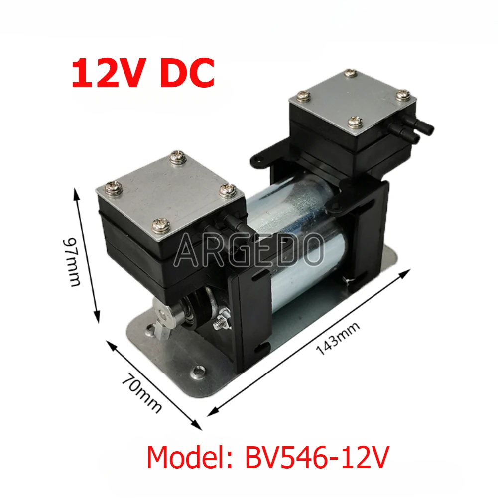 Argedo 12W 12V DC / 220V AC Wysokociśnieniowa mikropompa próżniowa Podwójna głowica Membranowa pompa 15L / Min z wtyczką zasilania