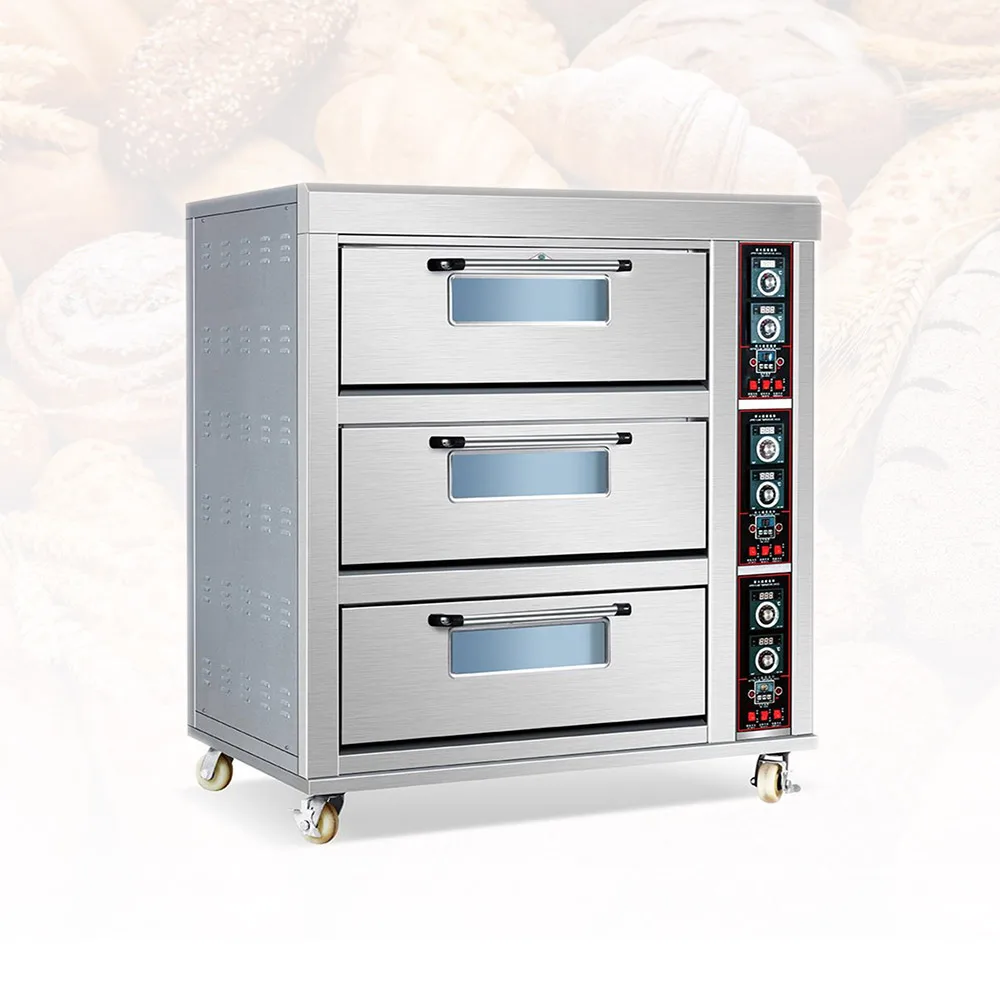 Commercial Baking Equipment 3 Deck 6 Tray Gas Electric Bakery Bread Deck Oven For Cake Pizza