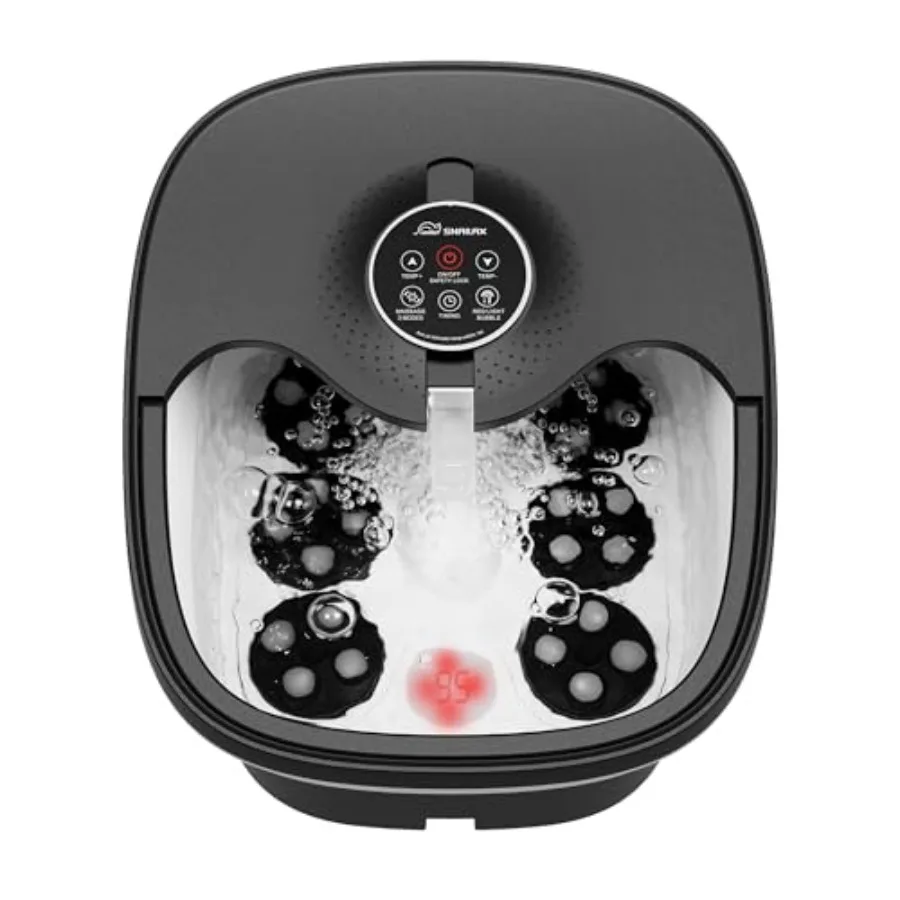 

Массажер для ног с подогревом, пузырьковым и шиацу-массажем, роликами, пультом ДУ, регулировкой температуры, складной, для педикюра