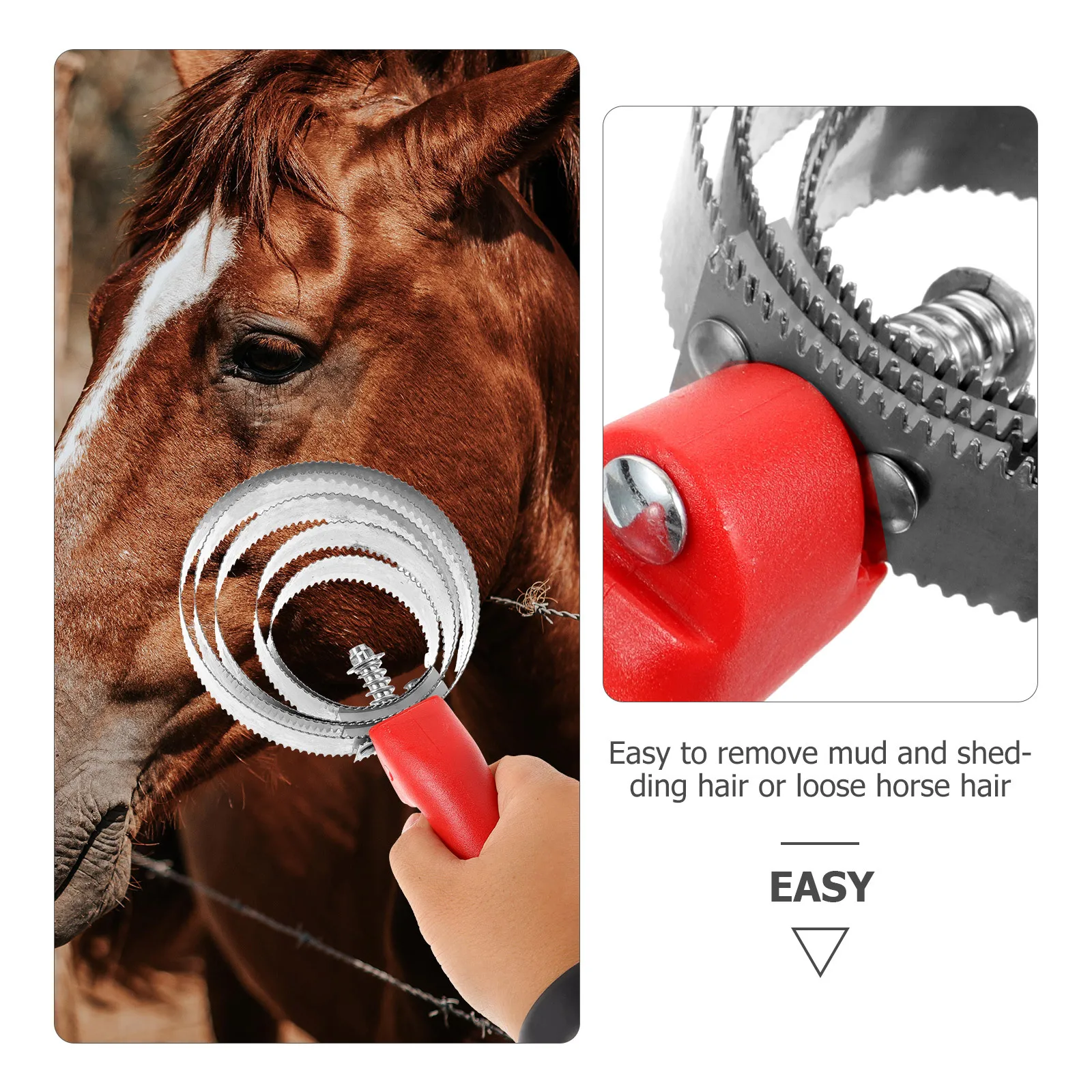馬のグルーミングブラシ、家畜の清掃ツール、ステンレス製の馬の毛取りブラシ、牛の泥や汗の除去、牛の毛ブラシ