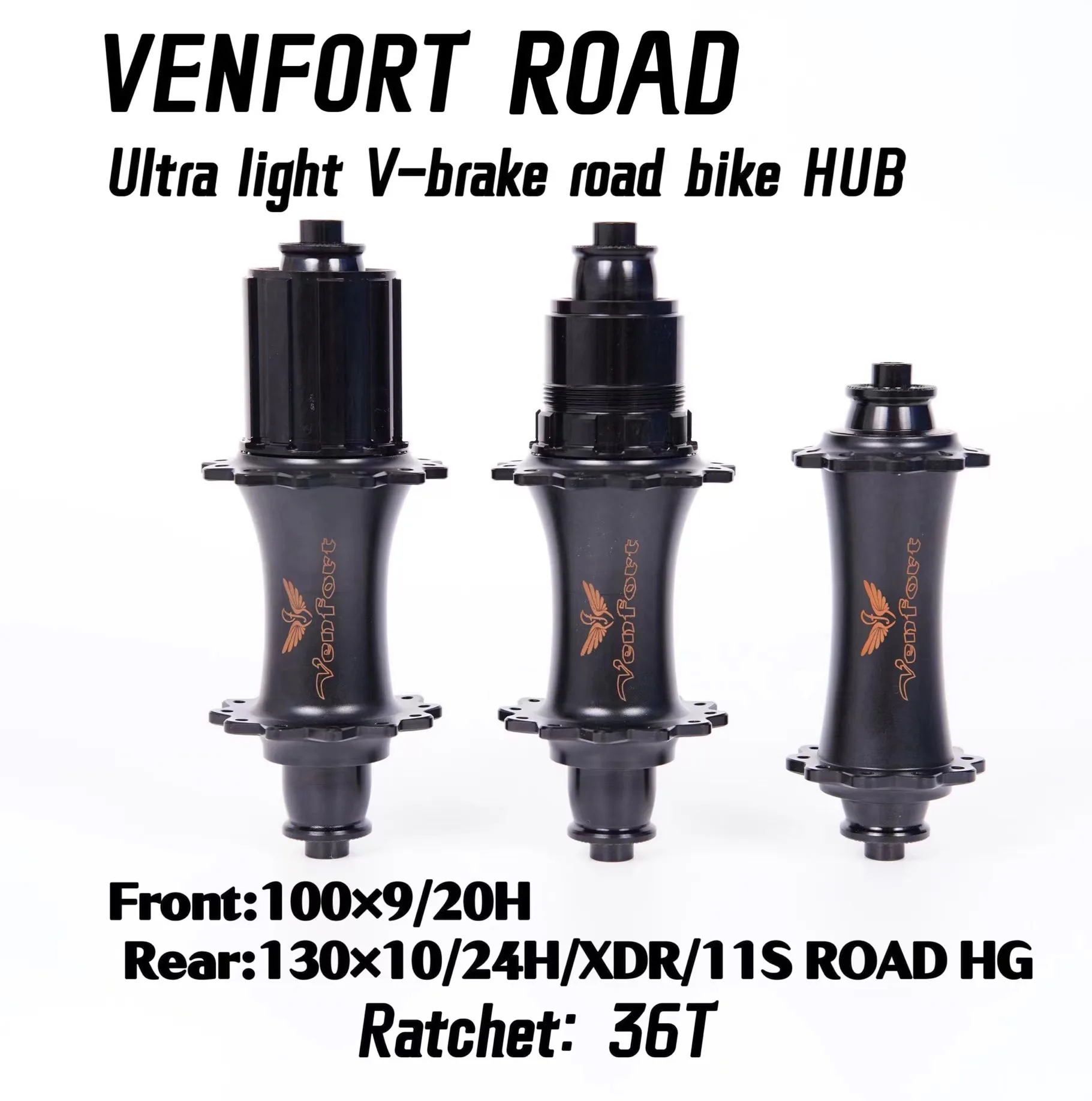 

VENFORT ROAD Bicycle Black Wheel Hub 290g Ultra Light V-Brake Road Bicycle HUB Bend Front 20H Rear 24H Front 100x9 Rear 130x10 T