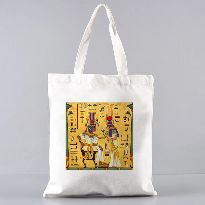 Yellow Ancient Egypt Tapestry Wall Hanging Old Culture Shopper Bags Shopping Bag Tote Bag Shoulder Bag Canvas  College Handbag