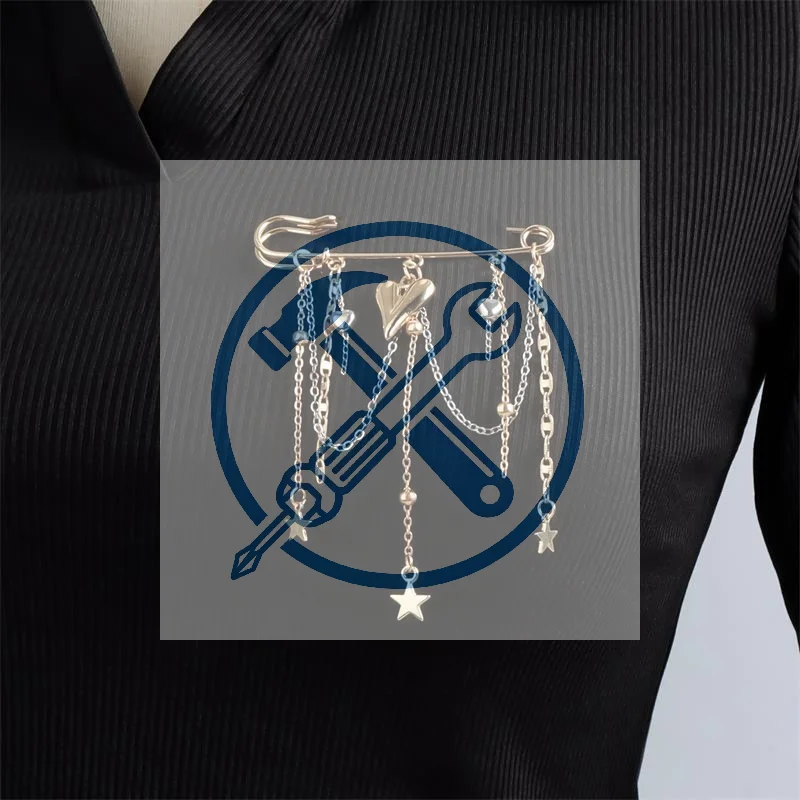 Jewelry Retro Star Love Pearl Chain Tassel Brooches Elegant Women Clothing Decor Accessories Bag Pendant Suit Pins Gift