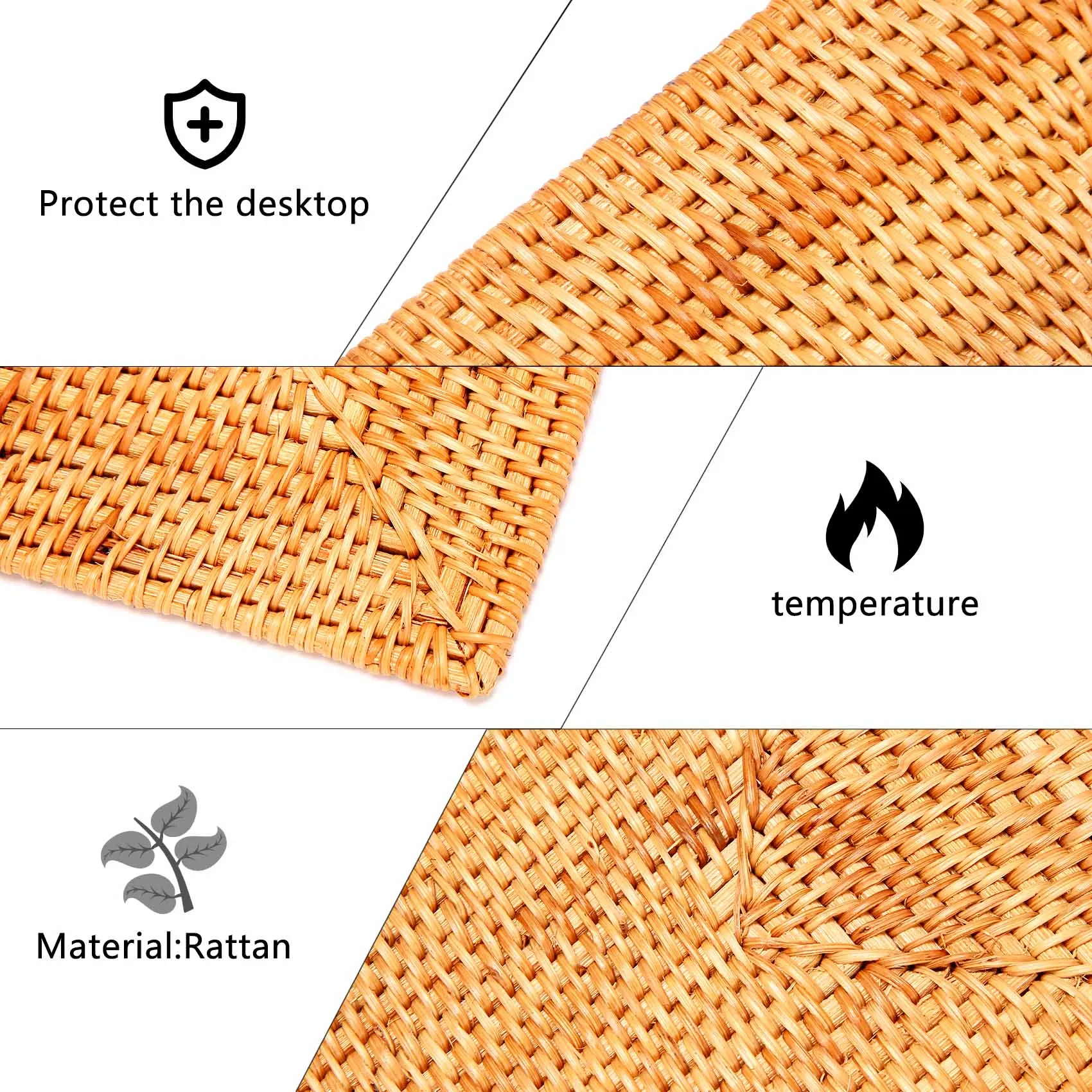 Manteles Individuales de mimbre antideslizantes, manteles individuales tejidos resistentes al calor para mesa de comedor, tapetes resistentes al calor para mesa de cena, oferta