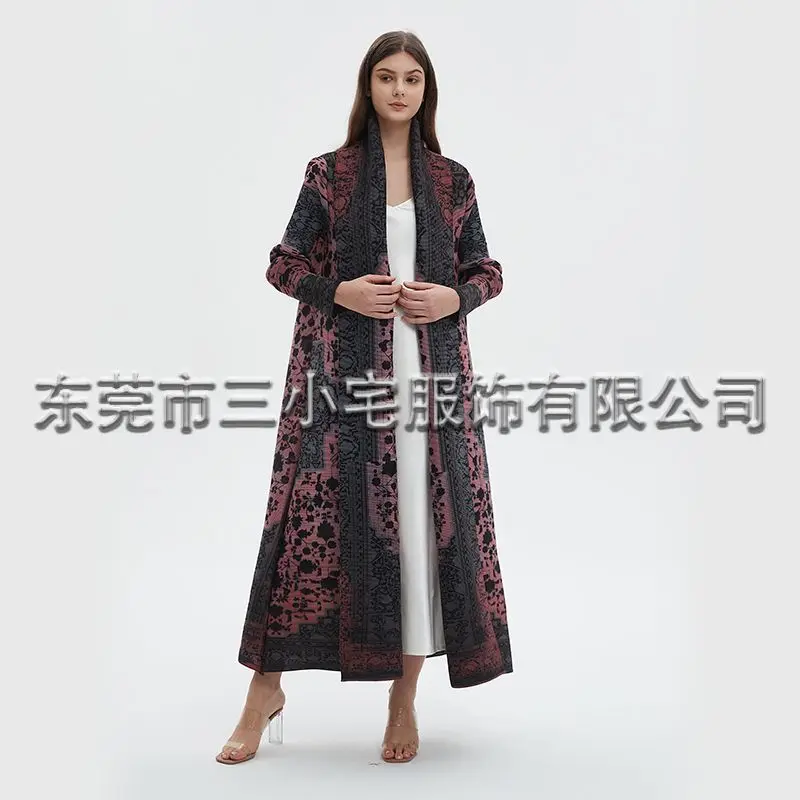 

Плиссированное Платье Eid Dress, новинка 2024, длинный тренчкот с баской, розовый, черный жакет с принтом, накидка, арабский халат, плиссированная женская одежда