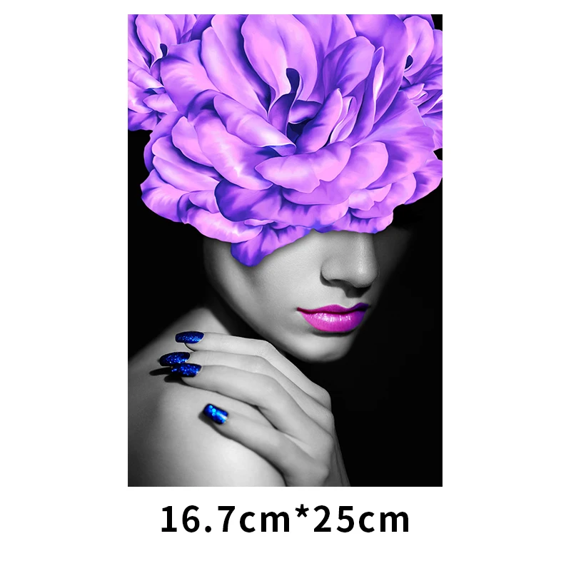 Fashion Rose Flower Thermal Patch Girl Transfers T-Shirt Jeans Art Lady Heat Transfer Washable Diy Iron-On Transfer Stickers