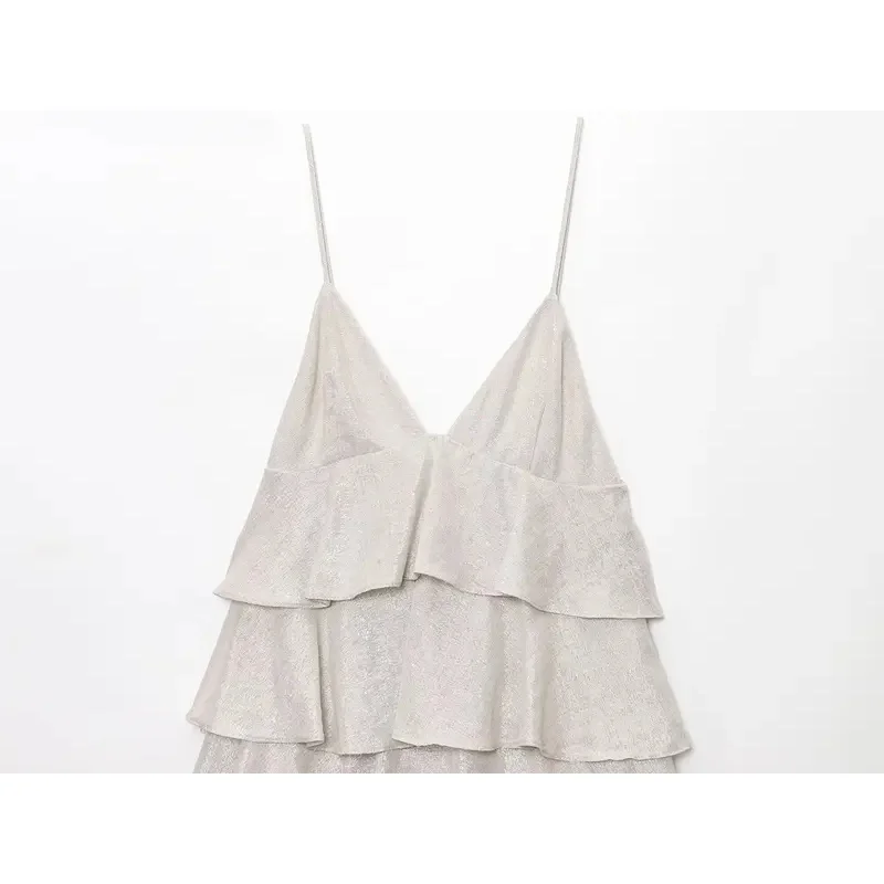 Feminino sexy chique sem mangas halter mini vestido sem costas verão moda praia férias romântico em camadas 2025