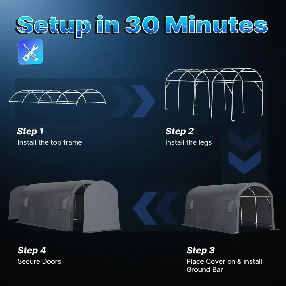 10x20 t Heavy Duty Carport Outdoor Patio Large Space Storage Shelter Shed with 2 Roll up Zipper Do& Vents or mobile Garden Tools