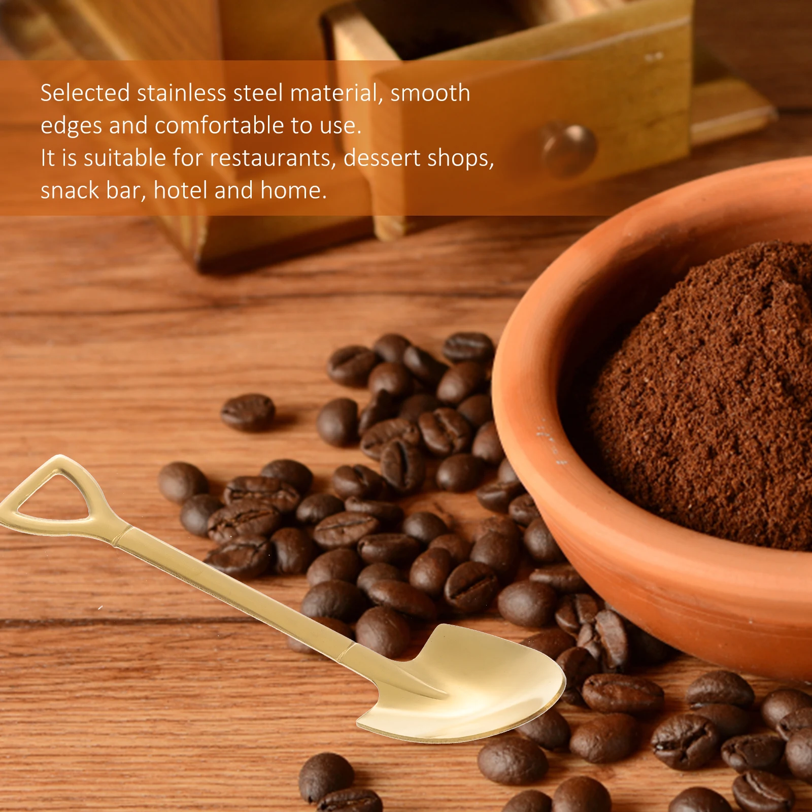 

8 Pcs Creative Dessert Spoon Shovel Spoons Mini Coffee Spoons Pudding Stainless Steel Easy Clean Home Restaurant Gift