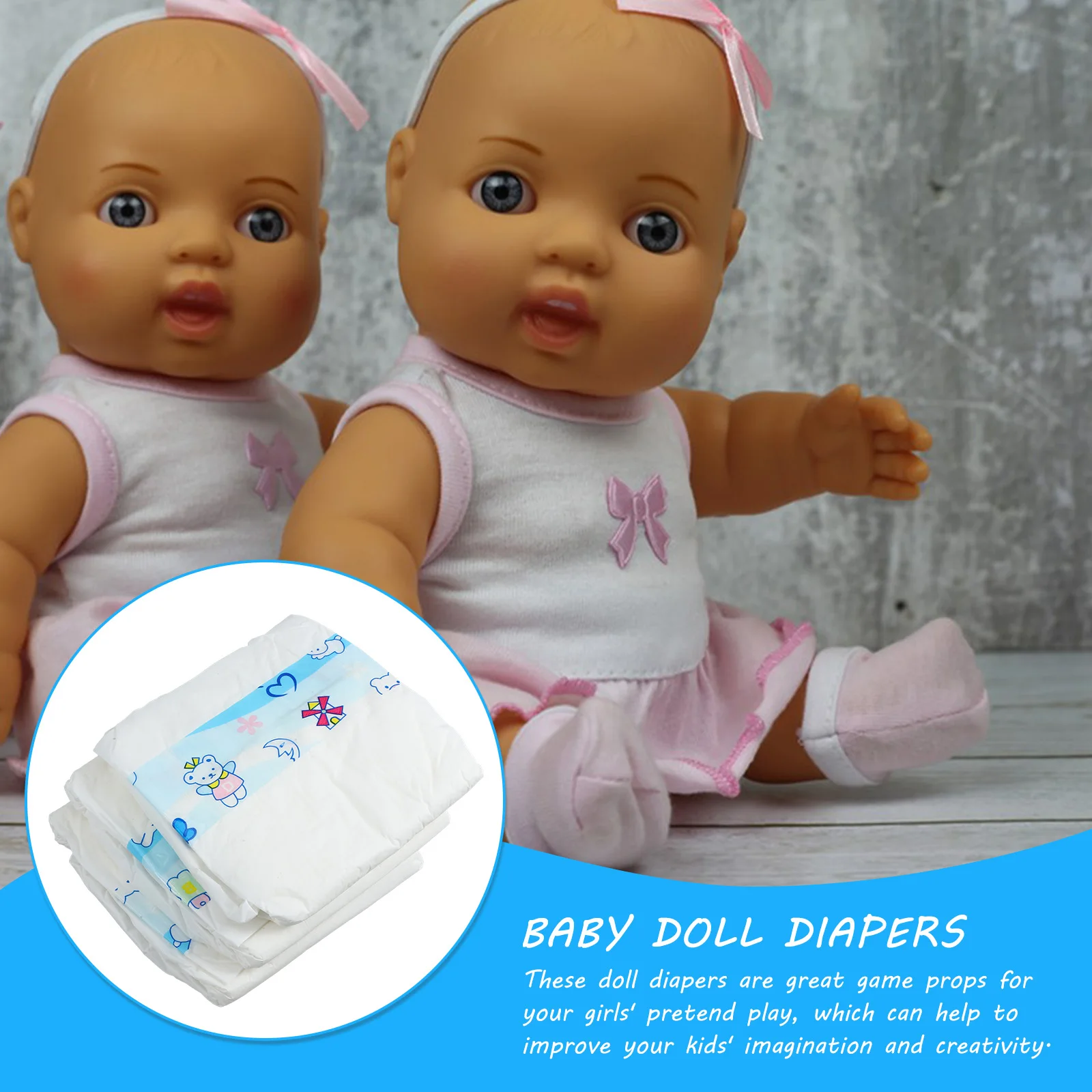 

3pcs Baby Decorative Diapers Wear Resistant Lightweight Pretend Play Accessories Kids Imagination Gift Simulation Diapers Dress