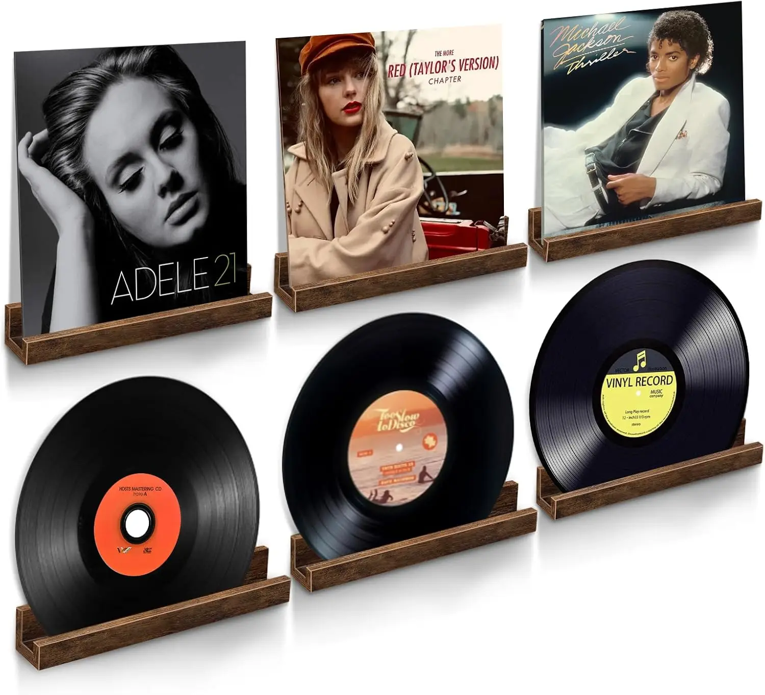 

Настенные полки для виниловых пластинок, набор из 6 деревянных плавающих полок для гостиной, спальни, музыкальной комнаты