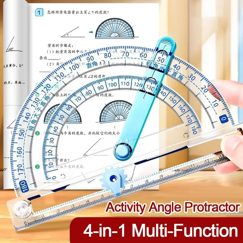 Plastic Bevel Protractor Multi-Function Draw Circle Tool Circle/Corner Drawing Tool Activity Angle Measuring Ruler Student