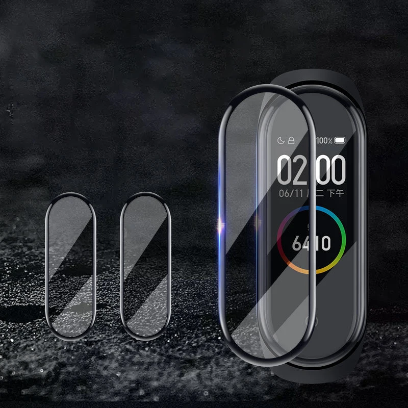 ฟิล์มป้องกันหน้าจอสมาร์ทวอทช์1-5ชิ้นสำหรับ Xiaomi Mi Band 7 Mi Band 6 Mi Band 5 3D โค้งปกป้องเต็มรูปแบบสำหรับ Mi Band4