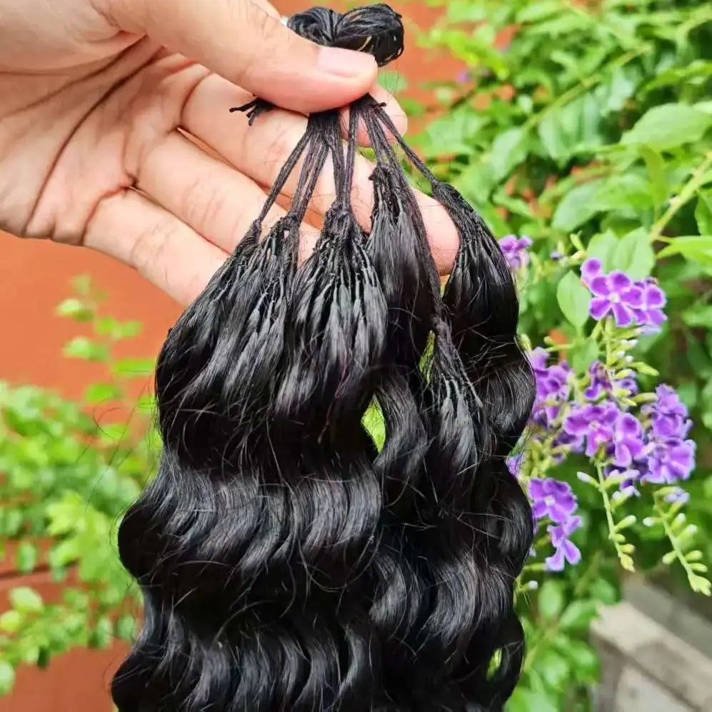 NABI Crochet cabello humano trenzado pre-separado Invisible 100% cabello humano onda profunda 16-24 pulgadas 100 g/lote cabello humano se adapta a mujeres