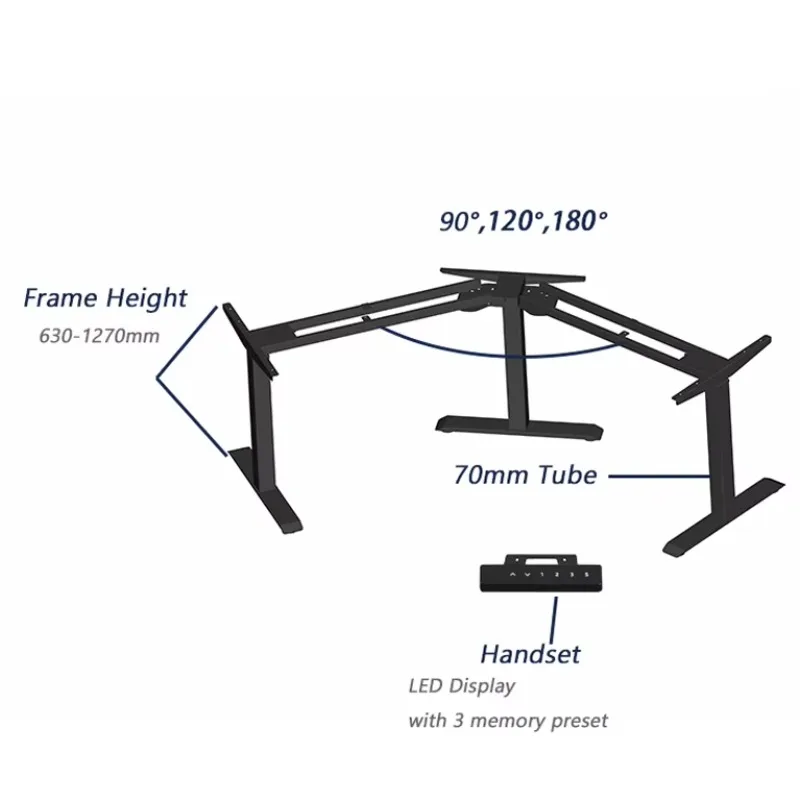 

STLF 3 Legs Home Office Luxury L Shape Multipurpose Adjustable Sit Stand Executive Office Standing Metal Desk