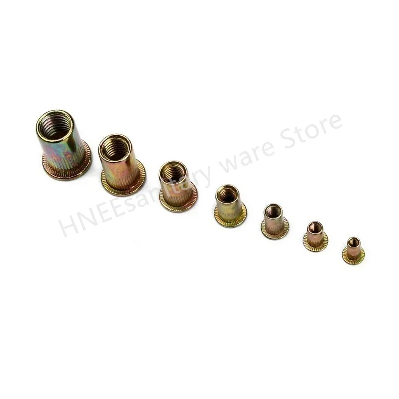 90/220/300PCS M3 M4 M5 M6 M8 M10 M12 Zinc Plated Carbon Steel Rivet Nuts Flat Head Knurled Nuts Insert Nutsert Nut Rivet Nut view 3
