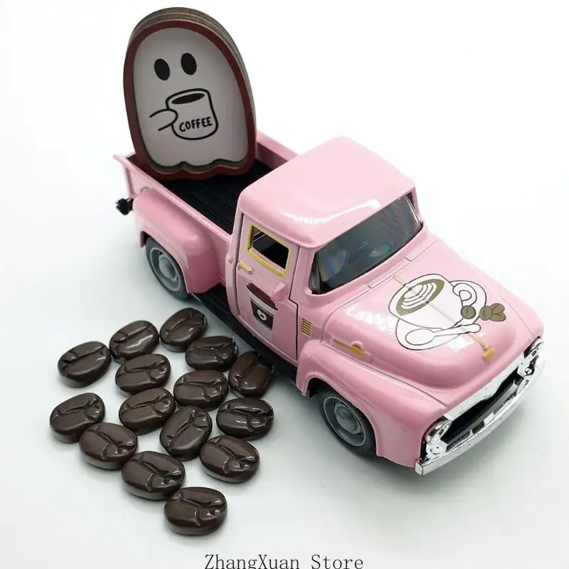 Antique Mini Metal Pickup Truck Model with Removable 15Pcs Fake Beans Tiered Tray Decors for Coffee Bar Accessories 3XUF