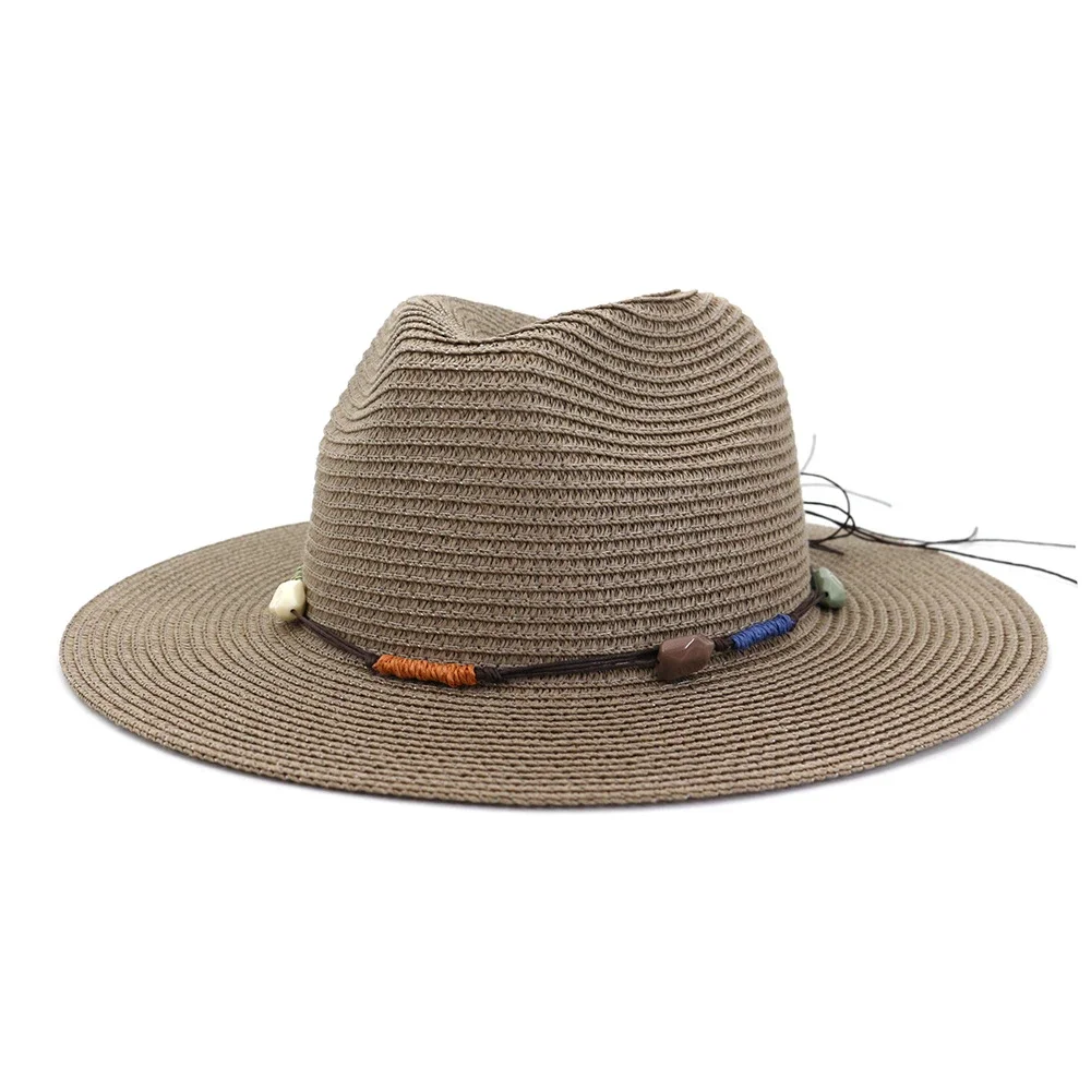 SHOWERSMILE Panama Womens Sun Hat Summer Straw Hat Men Women Wide Brim Sombrero Jazz Male Female 2024 New Casual Fedora Chapeau