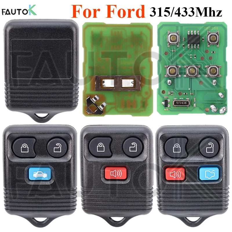 315/433MHZ 3/4 Buttons Keyless Entry Remote Control Smart Car Key for Ford Explorer Escape 2002 Clicker Transmitter CWTWB1U331