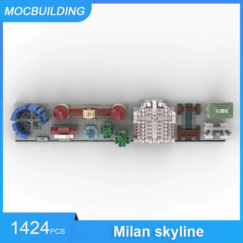 MOC Bouwstenen Milan Skyline Model DIY Monteren Bakstenen Architectuur Display Stad Uitzicht Collectie Kerst Speelgoed Geschenken 1424PCS