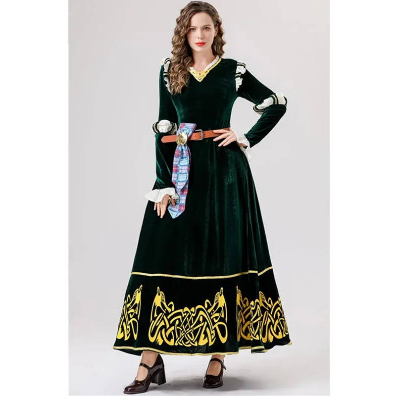 

Хэллоуин Винтаж Средневековый Храбрая Мелинда Принцесса Косплей Костюм Маскарад Охотник на лес Ролевые игры Необычные D lf[5