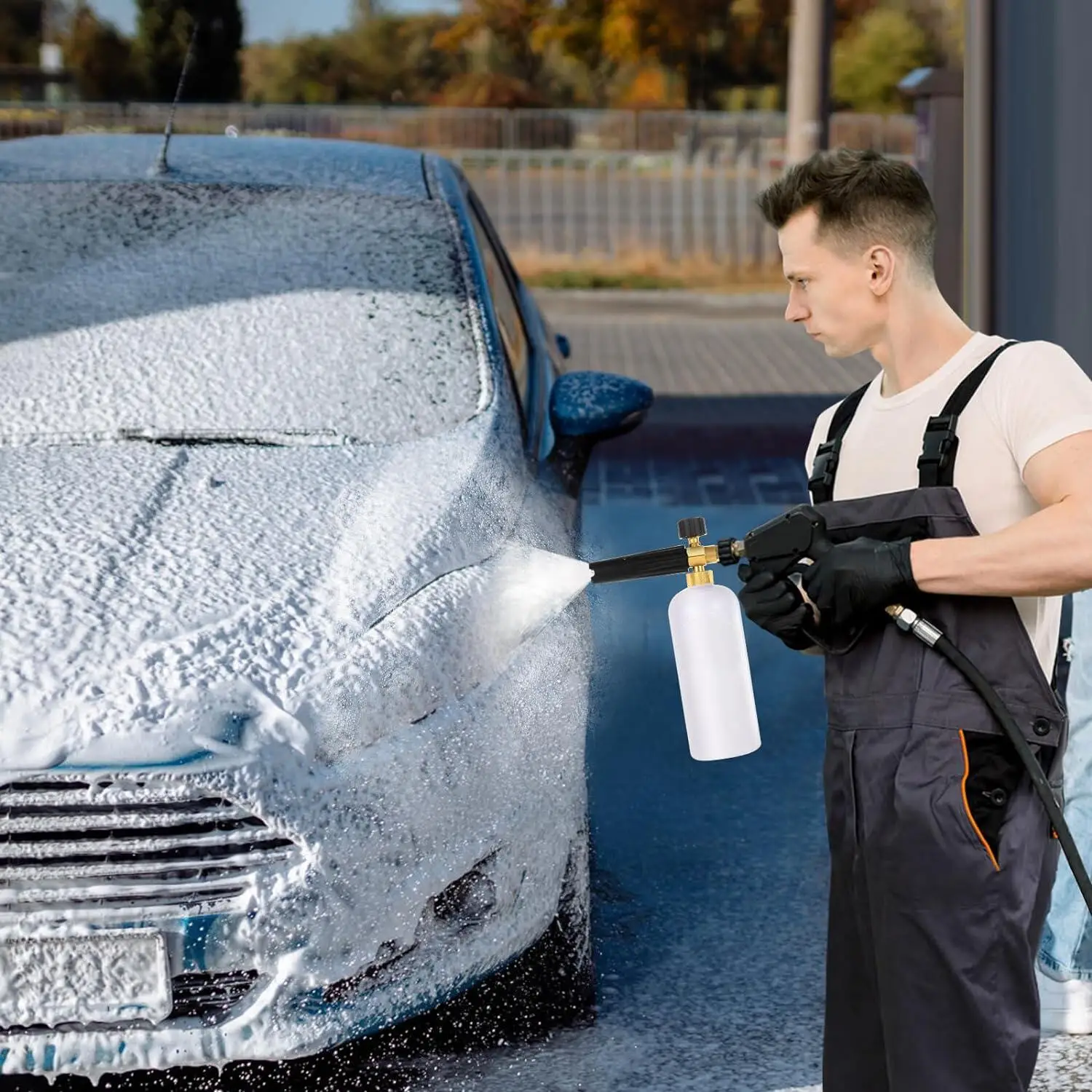 Short Handle Car Wash Gun With Foam Sprayer And 5 Spray Nozzle Tips High Pressure Washer Accessories