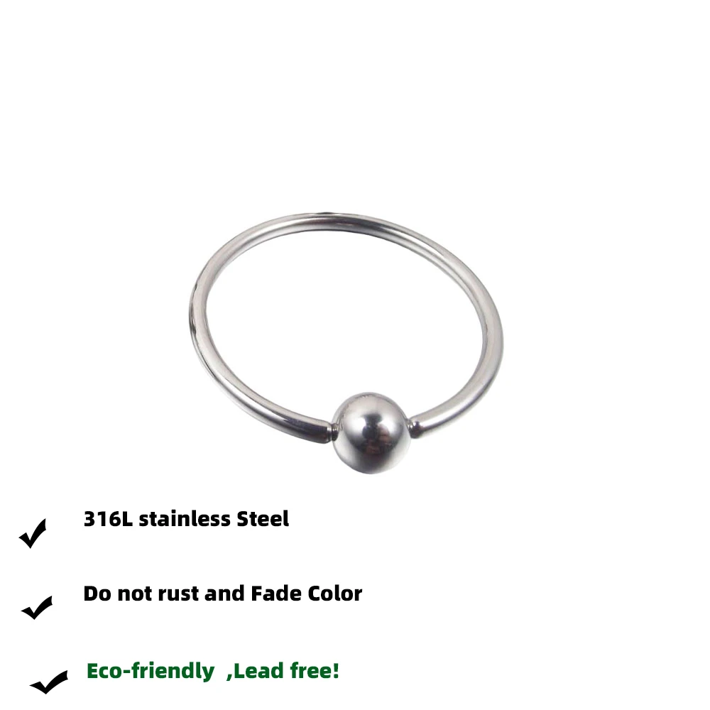 1 Piece Big Size Stainless Steel PA Rings Captive Bead Hoop Ring Lip Ball Nose Rings Body Piercing Jewelry