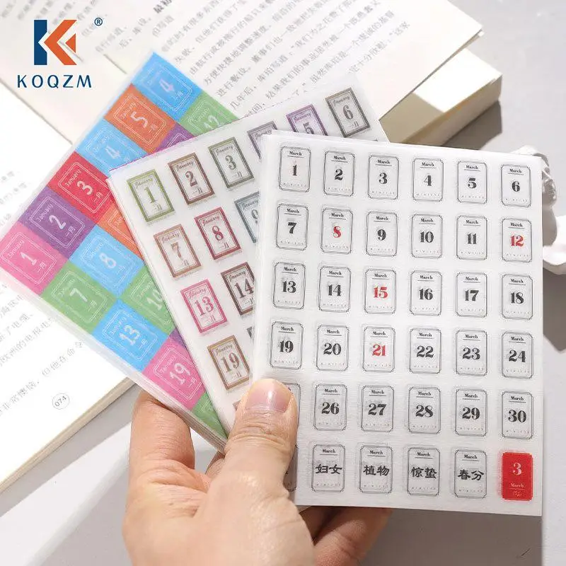 1Set 365 Days Stickers Payment Stick Account Notebook Sticker Full Year Calendar Sticker Index Tabs Reminder Stickers Stationery