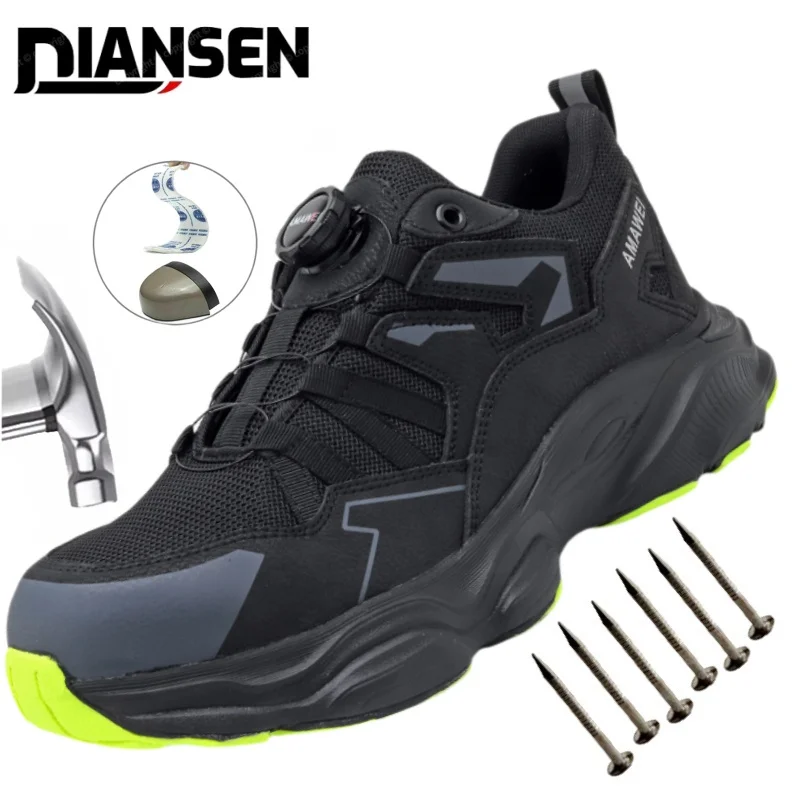 

Rotary Buckle Work Sneakers Protective Shoes Puncture-Proof Anti-smash Steel Toe Shoes Warehouse Kevlar Insoles Work Footwear