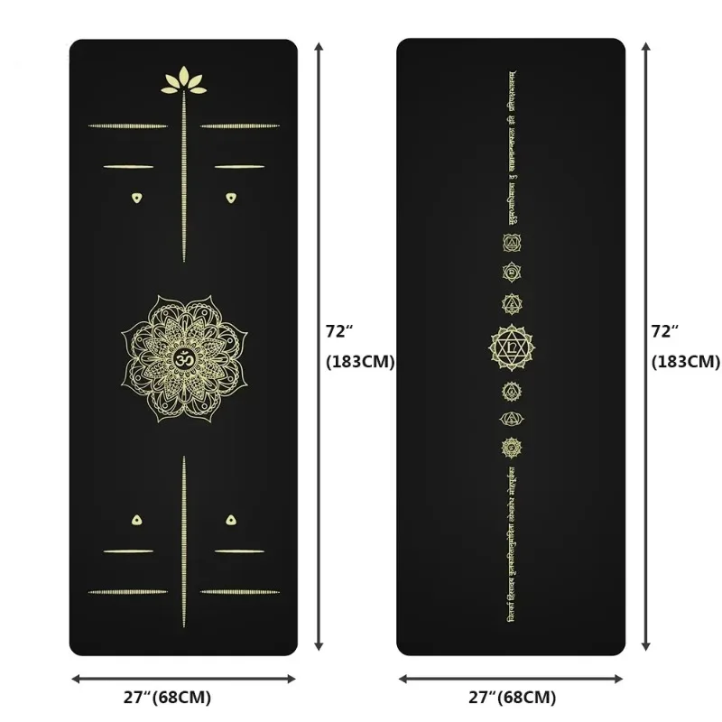 5mm Thickened Rubber Yoga Mat 27in Widened 6ft Golden PU Sport Mat Fitness Pilates Sports Mats with Position Line Exercise Mats