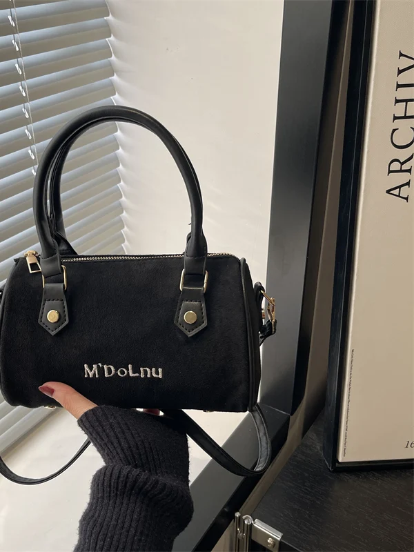 Spring 2026 Boston Shoulder Crossbody Bag Matte Retro Handbag Stylish Soft Leather Casual Simplicity for Young Women