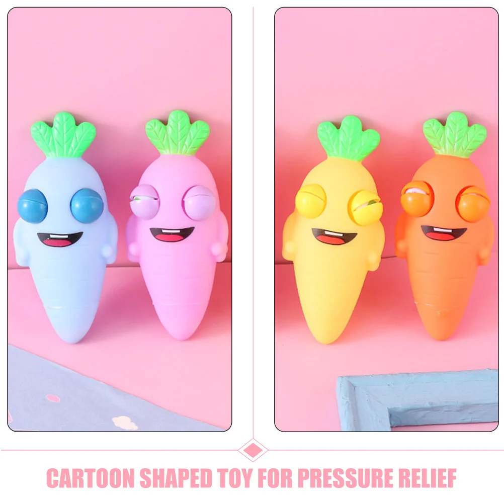 4 個のニンジンスクイーズストレスリリーフハンドフィジェット減圧リラクゼーションパーティートリックギフトギフトスクイーズおもちゃ漫画感覚おもちゃ