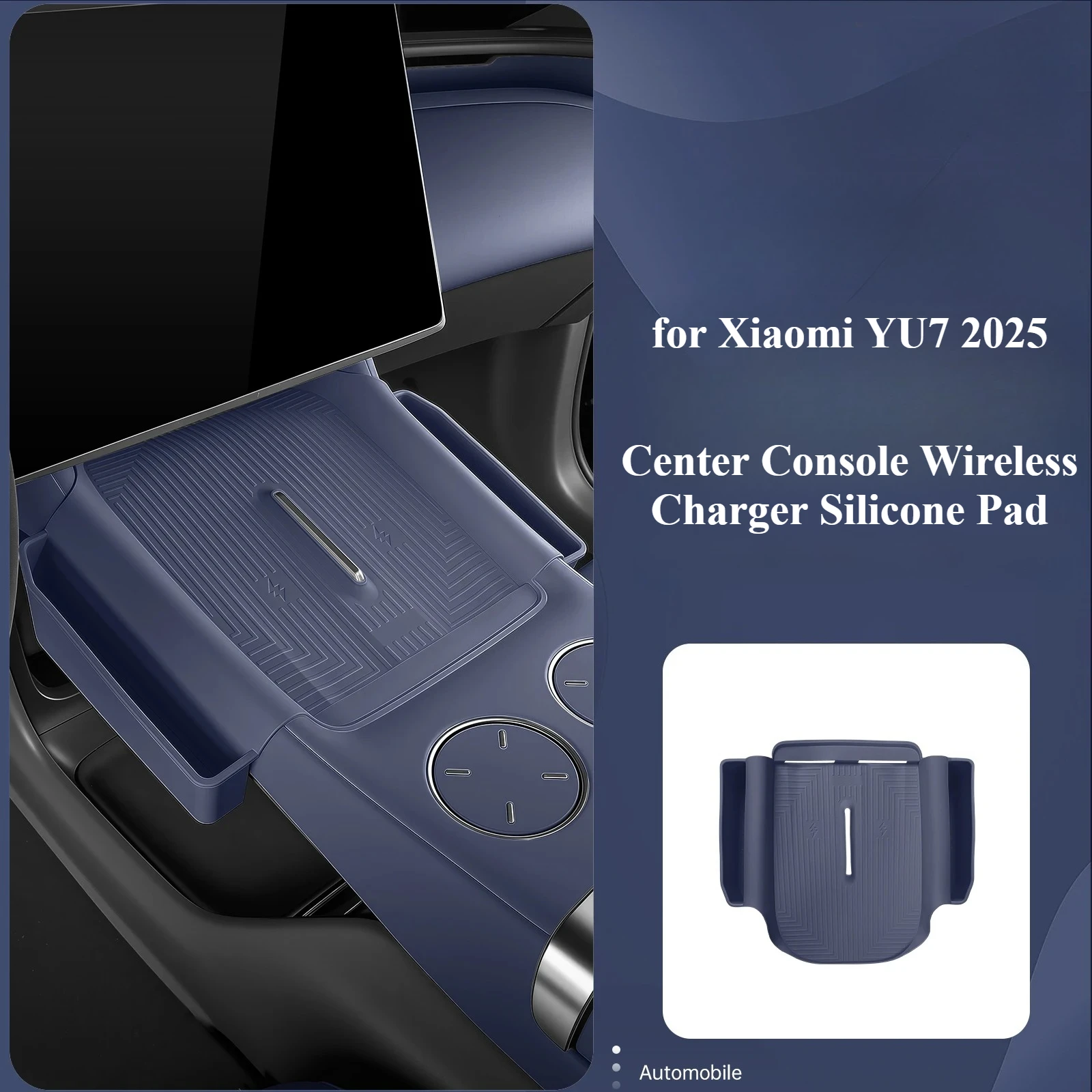 

for Xiaomi YU7 2025 Car Center Console Wireless Charger Silicone Pad with Storage Box Non-Slip Pad Car Interior Accesories
