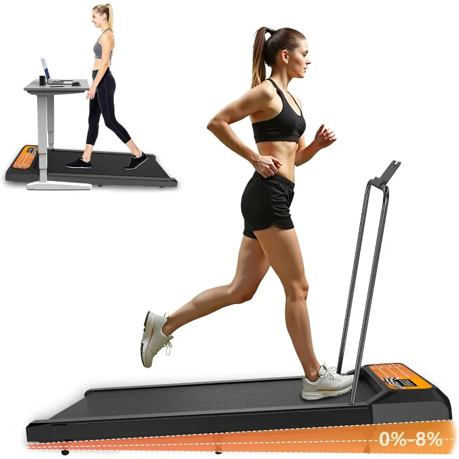 Cinta de correr para caminar con inclinación para uso en el hogar y la oficina Cinta de correr debajo del escritorio de poco ruido de 2,5 HP con diseño portátil y barra de mango
