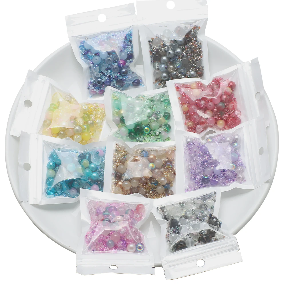 40g gemischte Glas-Rocailles-Kristall-Rundperlen, lose Fische, Seestern-Anhänger für DIY-Herstellung von Armbändern, Charms, Halsketten, Basteln, Schmuck