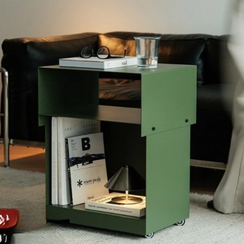 Portable Side Table Creative Nightstand Compact Home Storage Organizer Multi-Functional Movable Cabinet Bedrooms or Small Spaces