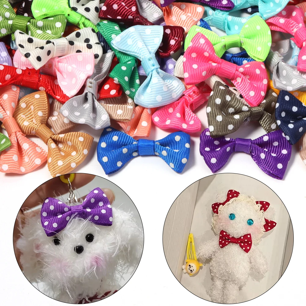 30/60pcs 2.5x4cm Grosgrain Ribbon Polka Dot Bow Tie For DIY Clothes Shoes Hat Sewing Patches Headwear Hairpin Decor Accessories