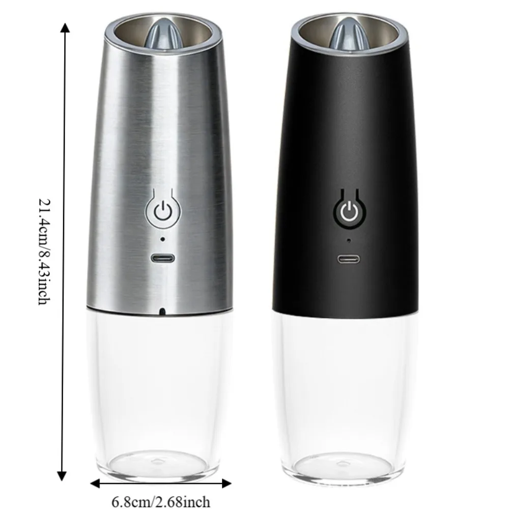 Adjustable Coarseness Electric Salt and Pepper Grinder Rechargeable Ceramic Grinding Core Automatic Pepper Mill with LED Lights