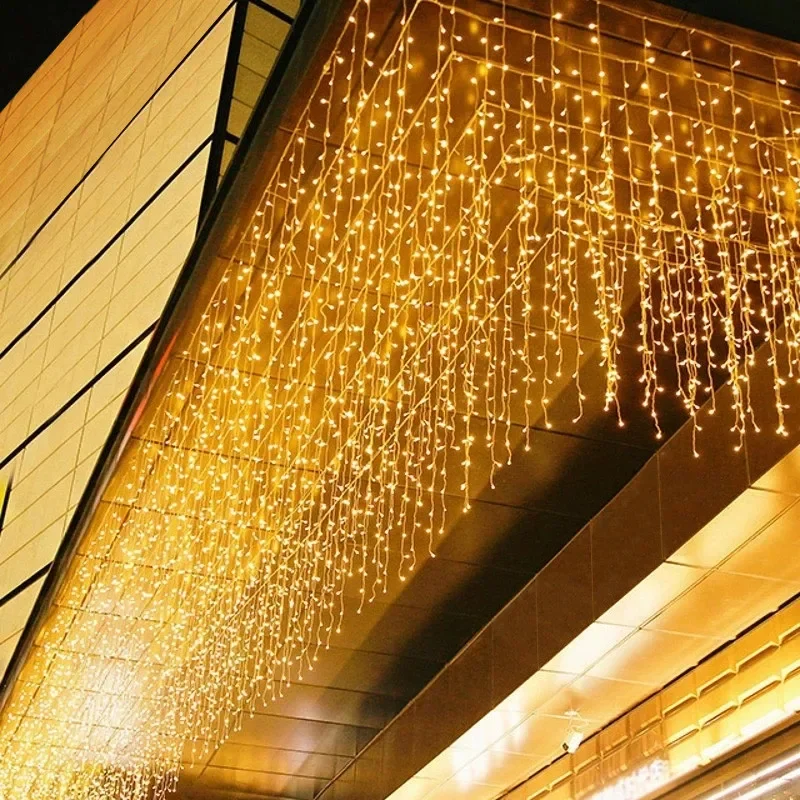 Outdoor Christmas Garland 5M LED Curtain Icicle String Lights - Wedding Holiday Party Garden Eaves Decor