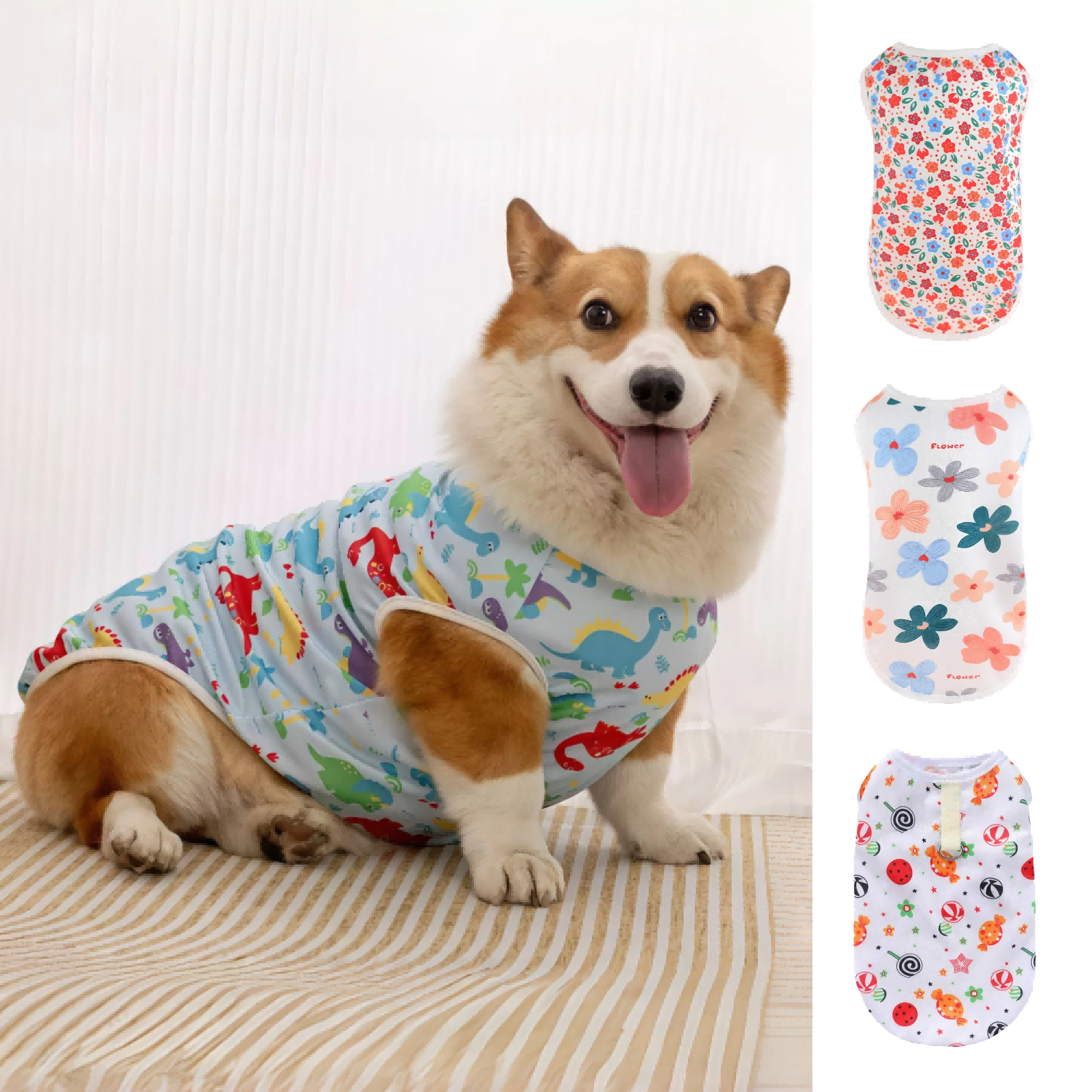 Cooling Summer Pet Dog Vest Cartoon Soft Cat Clothing Summer Casual Shirts Small Medium Large Dogs Puppy French Bulldog Clothes