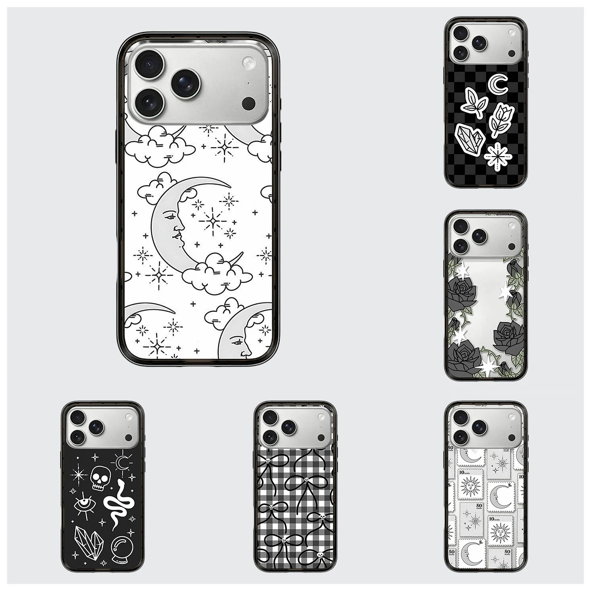 Cartoon Moon Sun Stamp Compact Acrylic Border Magnetic Phone Cover for IPhone 13 14 15 16 17 Pro Max Case for IPhone Air