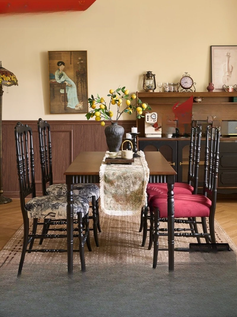 

Sugar cube dining table/French vintage solid wood dining table medieval living room ash wood home rectangular table