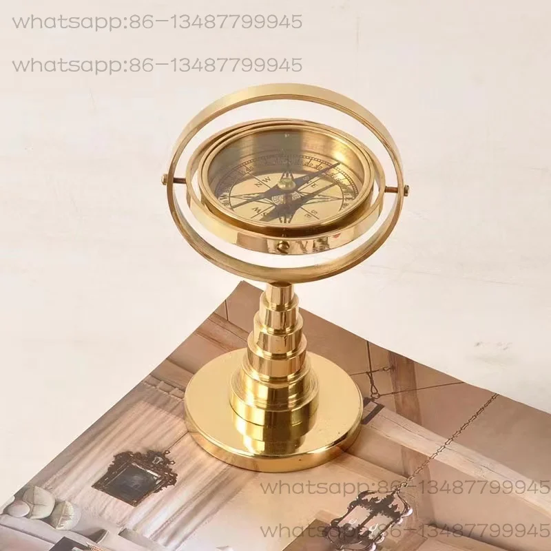 

Imported British Brass Vintage Aged Pirates of The Caribbean Compass Compass Study Office Tabletop Furnishings