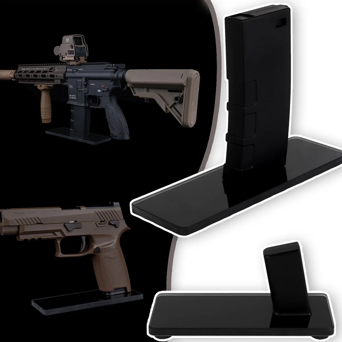 

GBB AEG Tactical AR Display Stand ABS Decorative Magazine Glass Base Rifle Pistol Stand For Hunting Airsoft Accessories