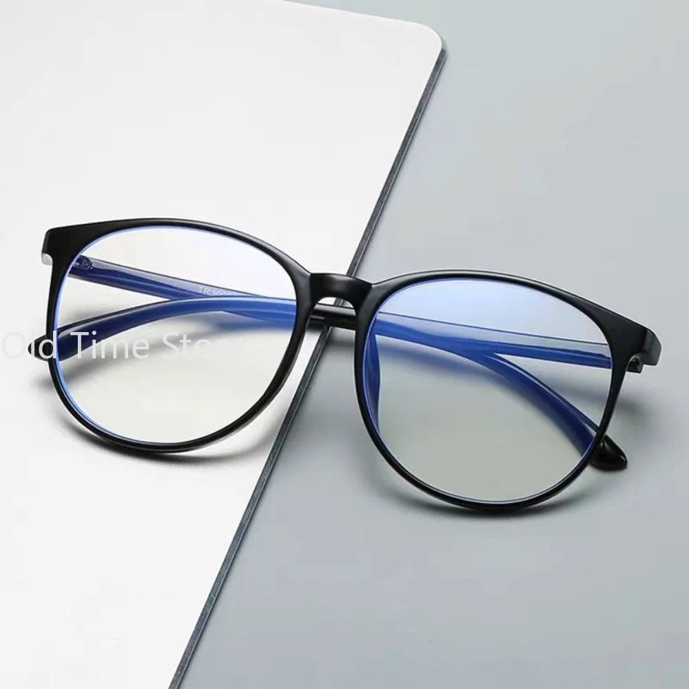 Montura de gafas de ordenador transparente para hombres y mujeres, gafas redondas antiluz azul, gafas opacas, lentes ópticos