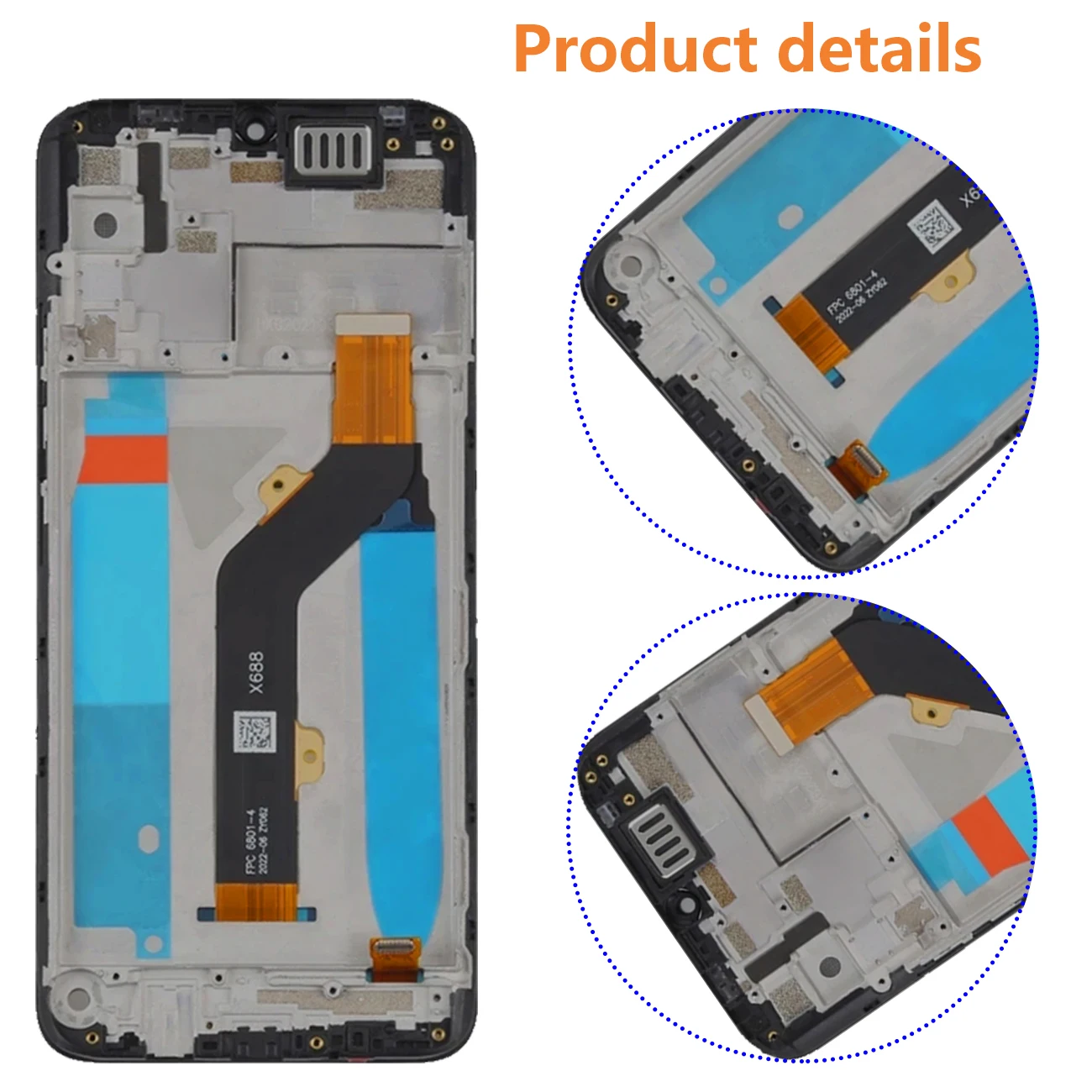 Pantalla For Infinix Hot 10 Play X688 LCD Display Full With Frame X688B X688C Screen Touch Digitizer Replacement RepairParts