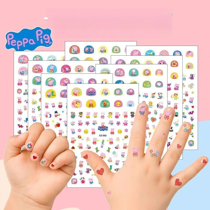 2-6pcs Peppa Pig Luminous Nail Stickers Cartoon Nail Decals Cute Fun Toy Decor Stickers for Girls, Phone Cases, Wall Stickers view 2