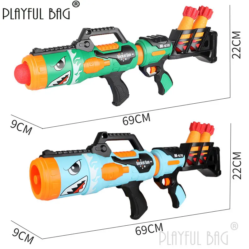 Shark Air Powered blaster Kid\'s Sponge rocket launcher Children interactive toys Indoor Outdoor Leisure Shark rocket toy QG84S