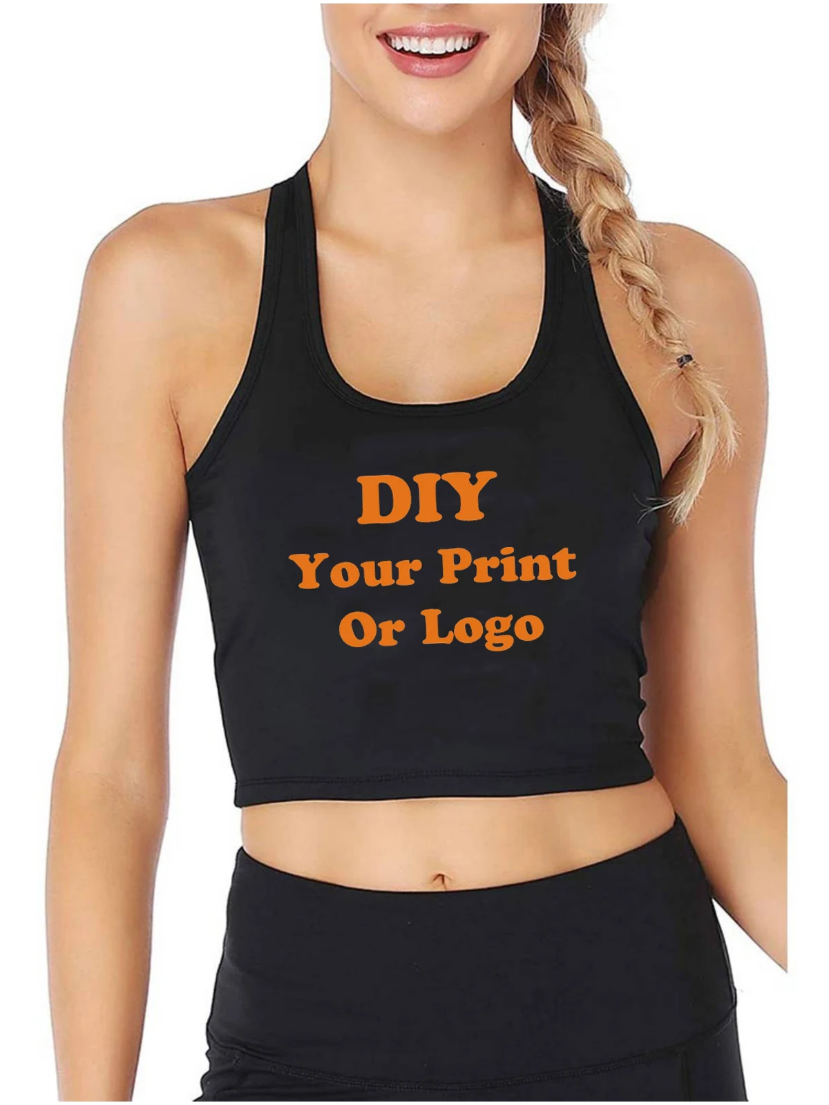 High Quality Cotton Sexy Fit Crop Top Can Be Customized With Any Picture and Text Women's Sports Fitness Training Tank Top